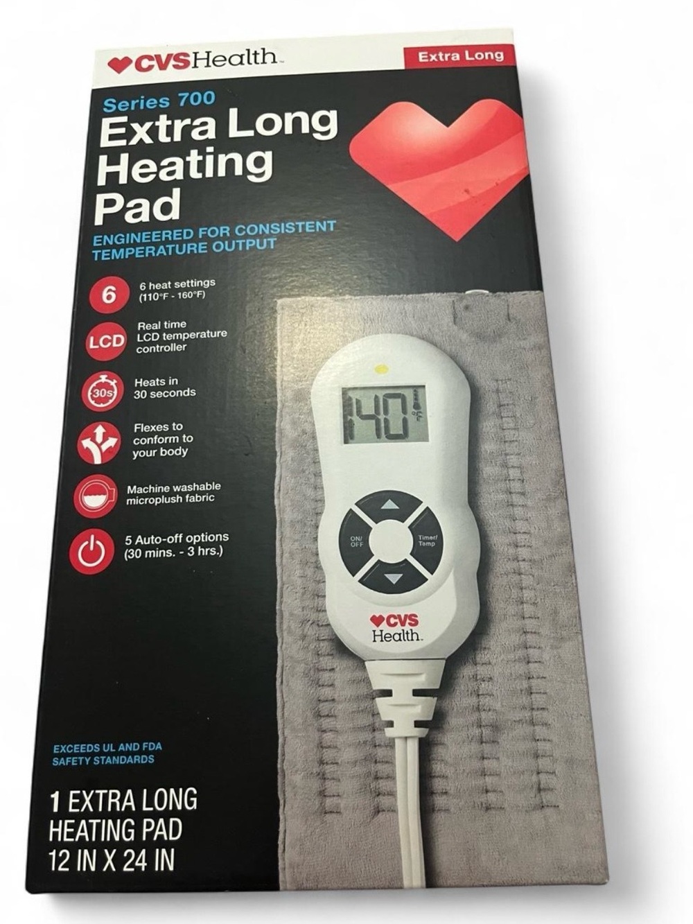 CVS Health Extra Long Heating Pad - Gray